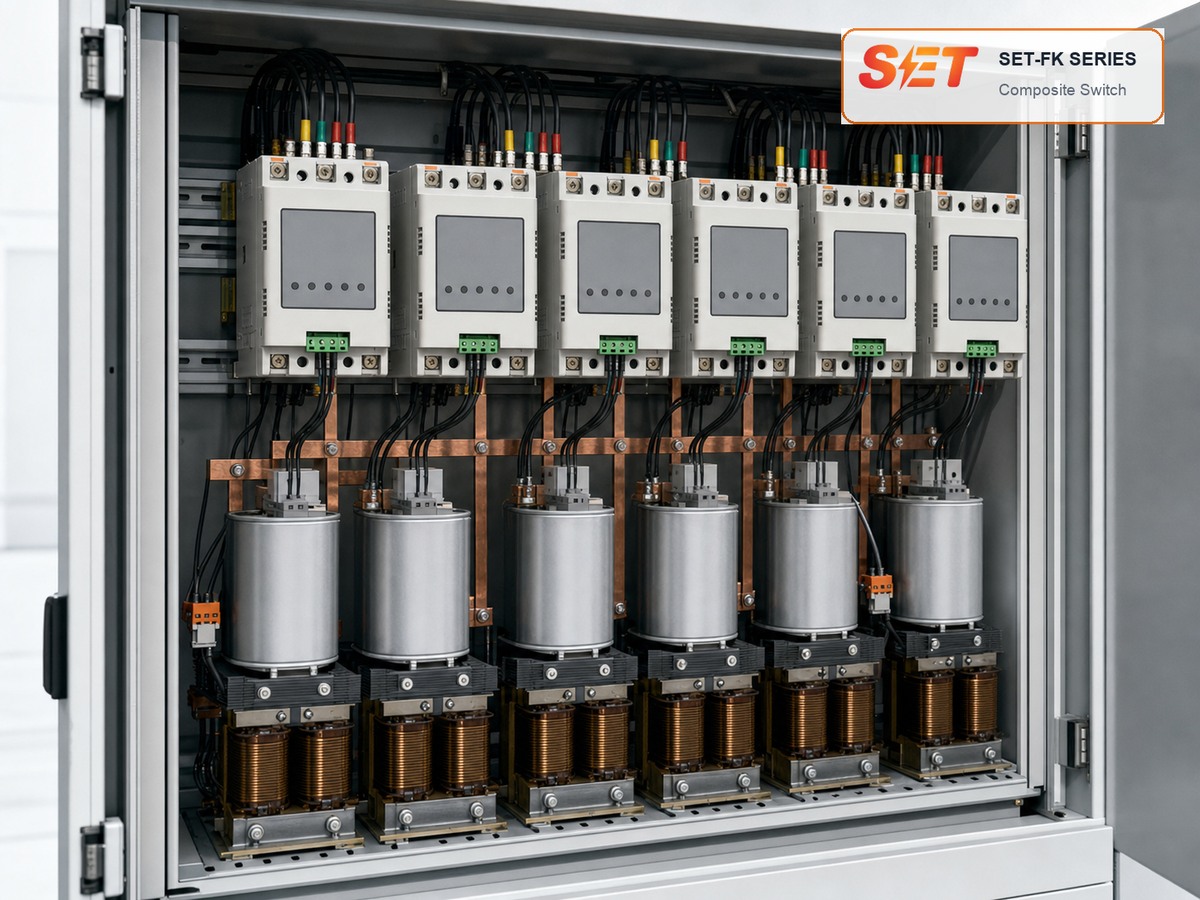 SET intelligent composite switches in a low-voltage capacitor compensation panel