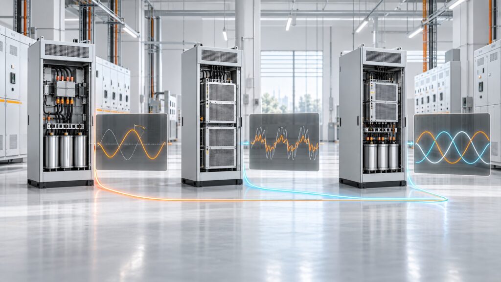 SVG, AHF and hybrid power quality solutions in an industrial electrical system