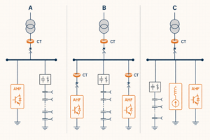 Active harmonic filter with capacitor bank coordination architectures